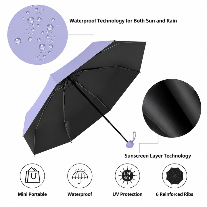 Hårfrisyre lommeparaply med UV-beskyttelse UPF50+ | Luvikno