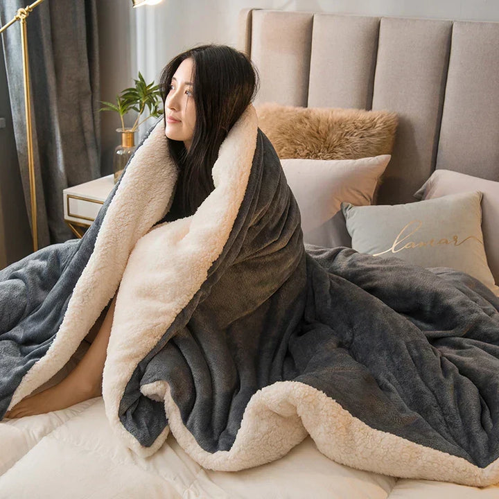 Luvikno | CozyNest Vendbar Ullteppe – Flanell & Cashmere Varmt Teppe for Vinter