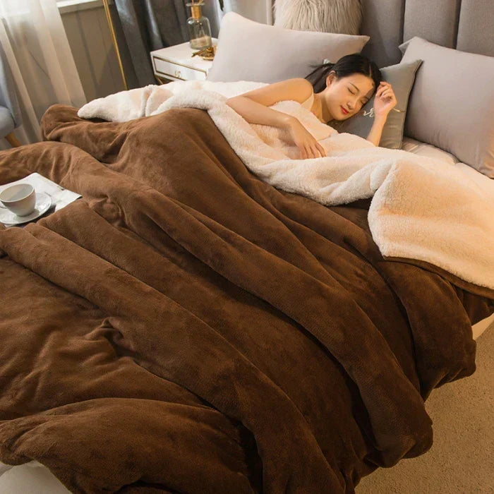 Luvikno | CozyNest Vendbar Ullteppe – Flanell & Cashmere Varmt Teppe for Vinter