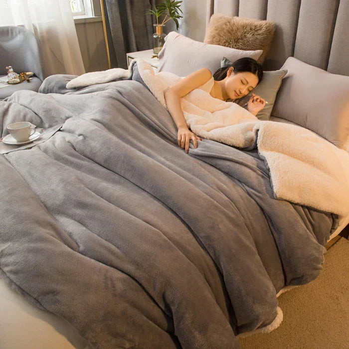 Luvikno | CozyNest Vendbar Ullteppe – Flanell & Cashmere Varmt Teppe for Vinter