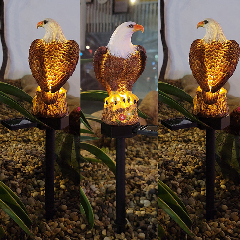Utendørs Ørnugle Statue LED Solhage Lys Vanntett Plenlampe | Luvikno