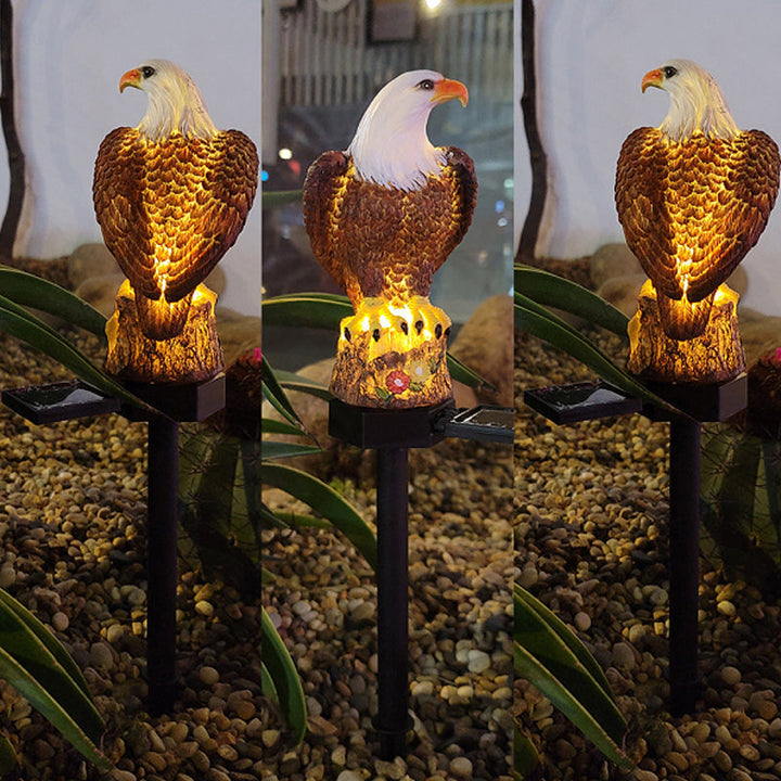 Utendørs Ørnugle Statue LED Solhage Lys Vanntett Plenlampe | Luvikno
