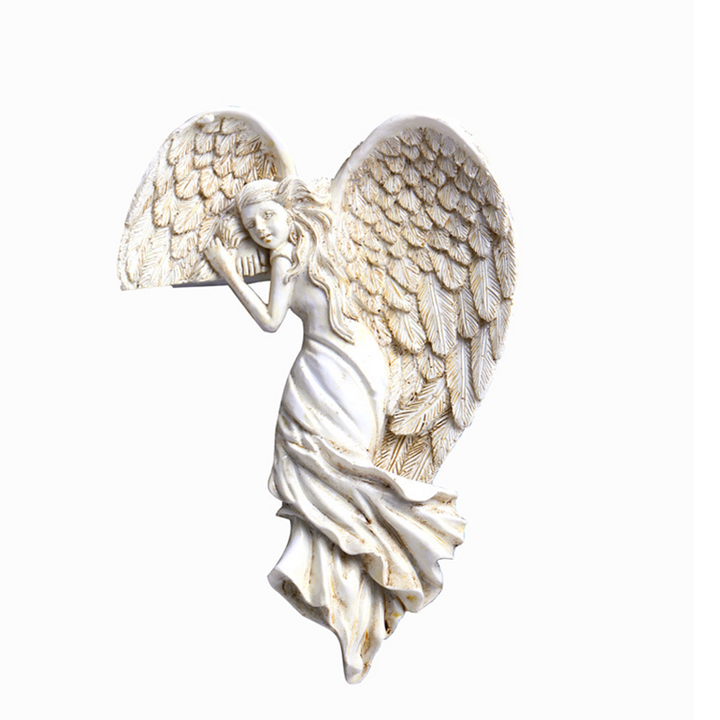 Engelvings dørkarmdekorasjon i resin | Luvikno