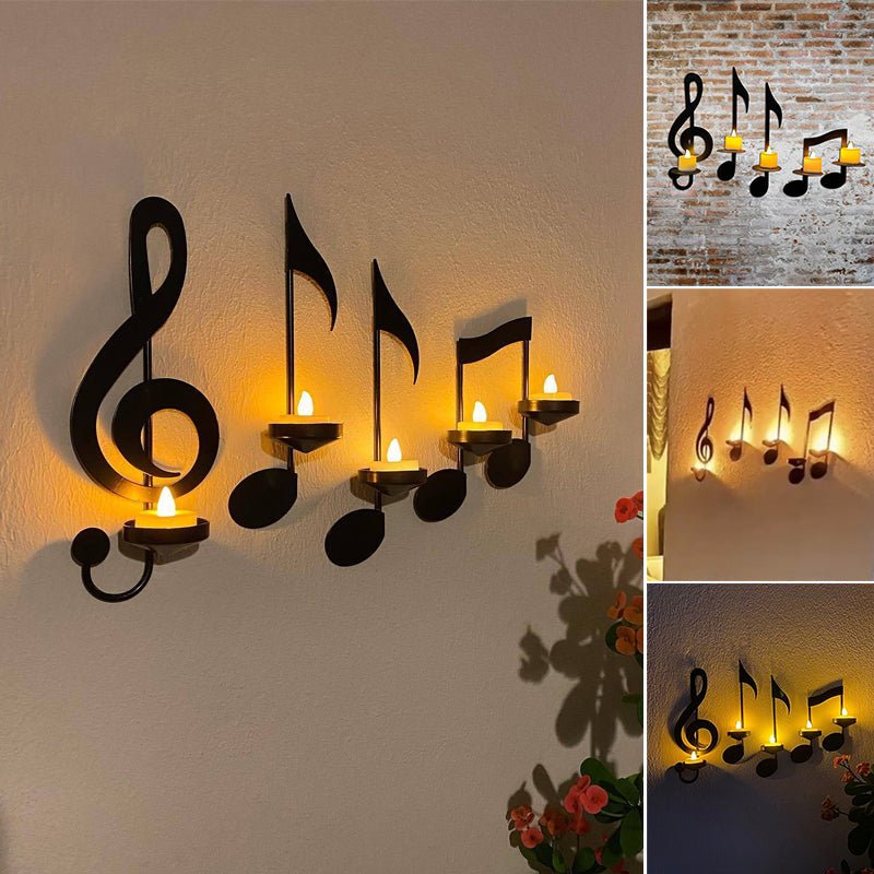 Elegant lysekrone musikknoter chic atmosfære | Luvikno