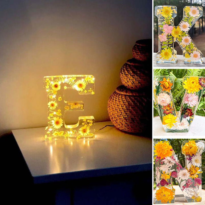 Harz-Blomster-Nattlys | LED-Dekorlampe i Bokstavform
