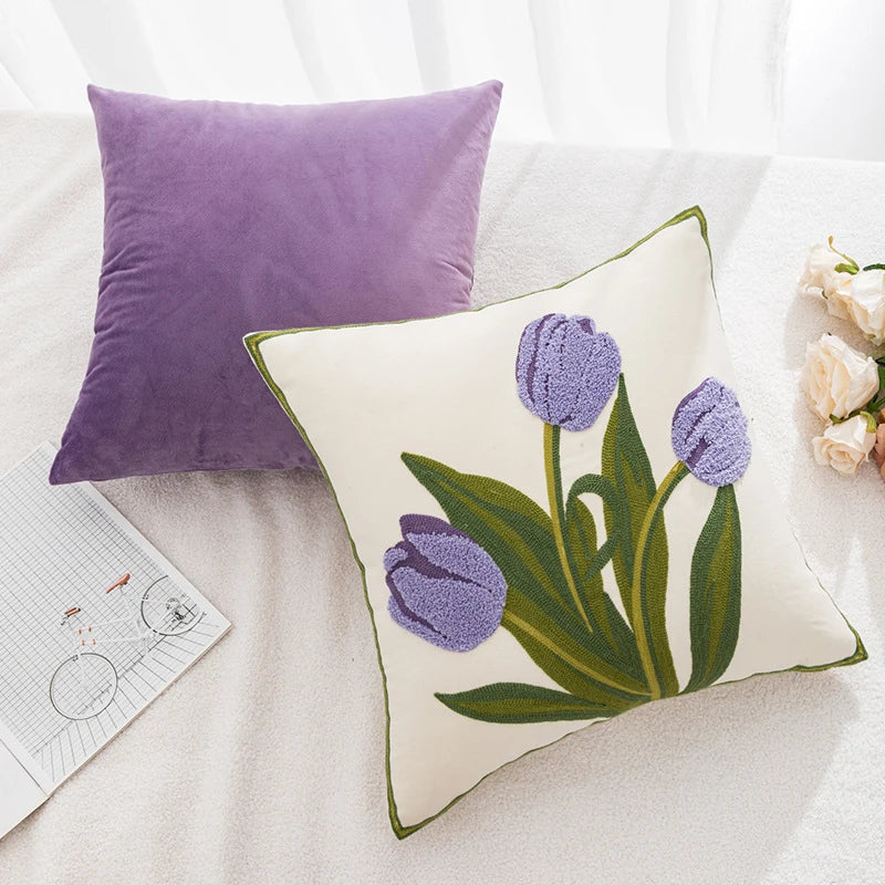 Brodert tulipanputeomslag | Luvikno
