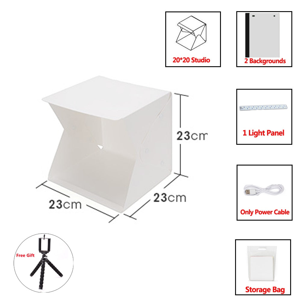Mini Fotostudio - Sammenleggbart Lightbox med LED | Luvikno