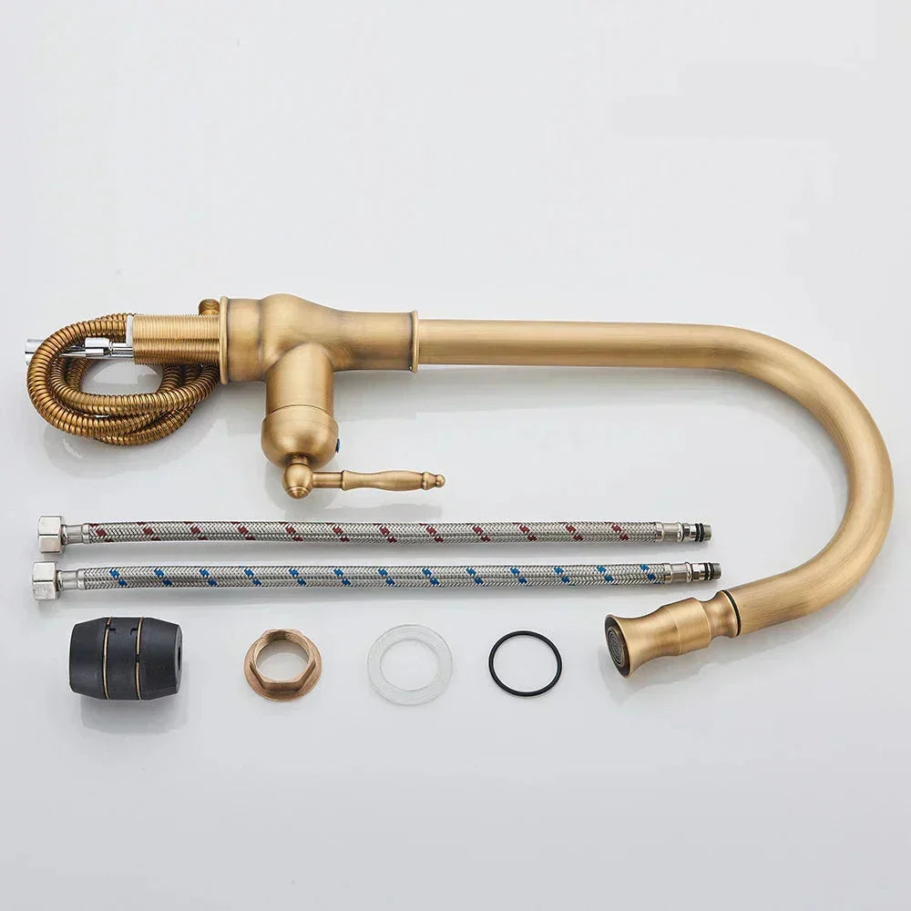 Luvikno | VintageTap Antikk Messing Kjøkkenkran – Retro Stil Blandebatteri med Svingtut