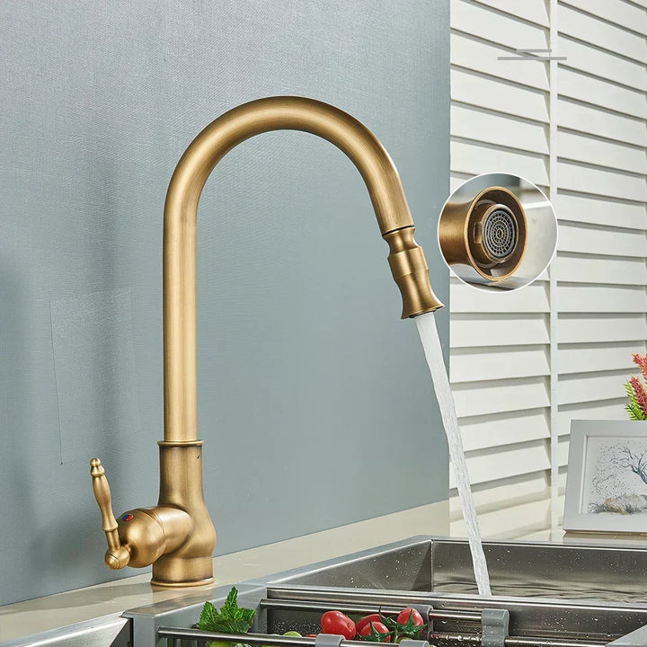 Luvikno | VintageTap Antikk Messing Kjøkkenkran – Retro Stil Blandebatteri med Svingtut