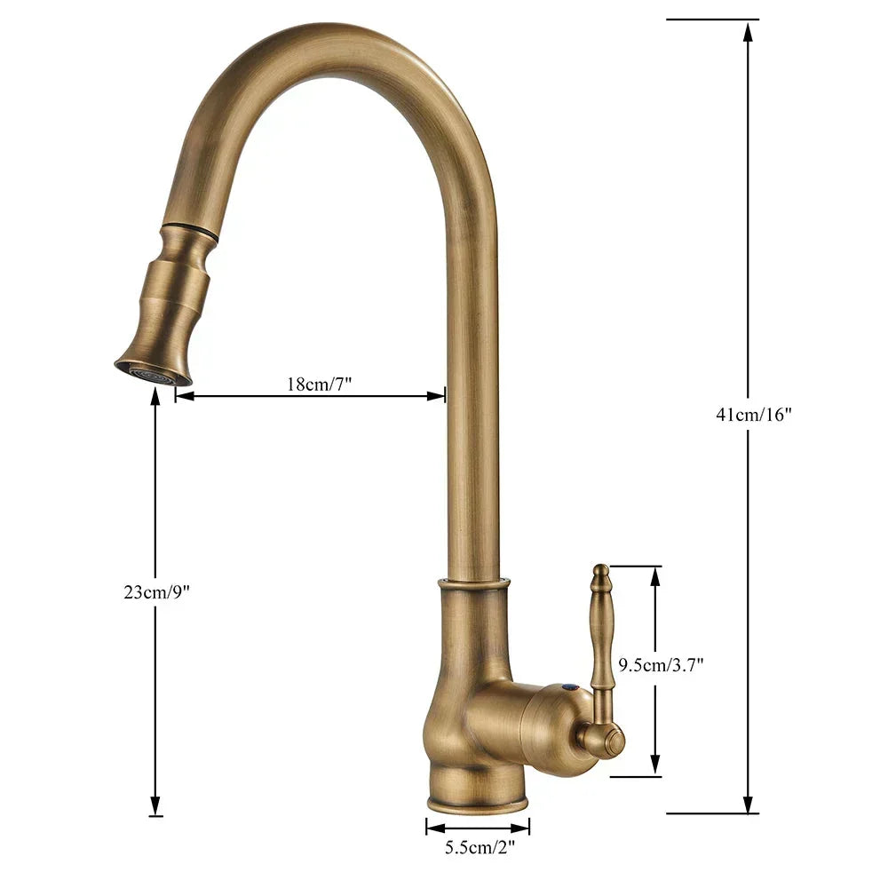 Luvikno | VintageTap Antikk Messing Kjøkkenkran – Retro Stil Blandebatteri med Svingtut