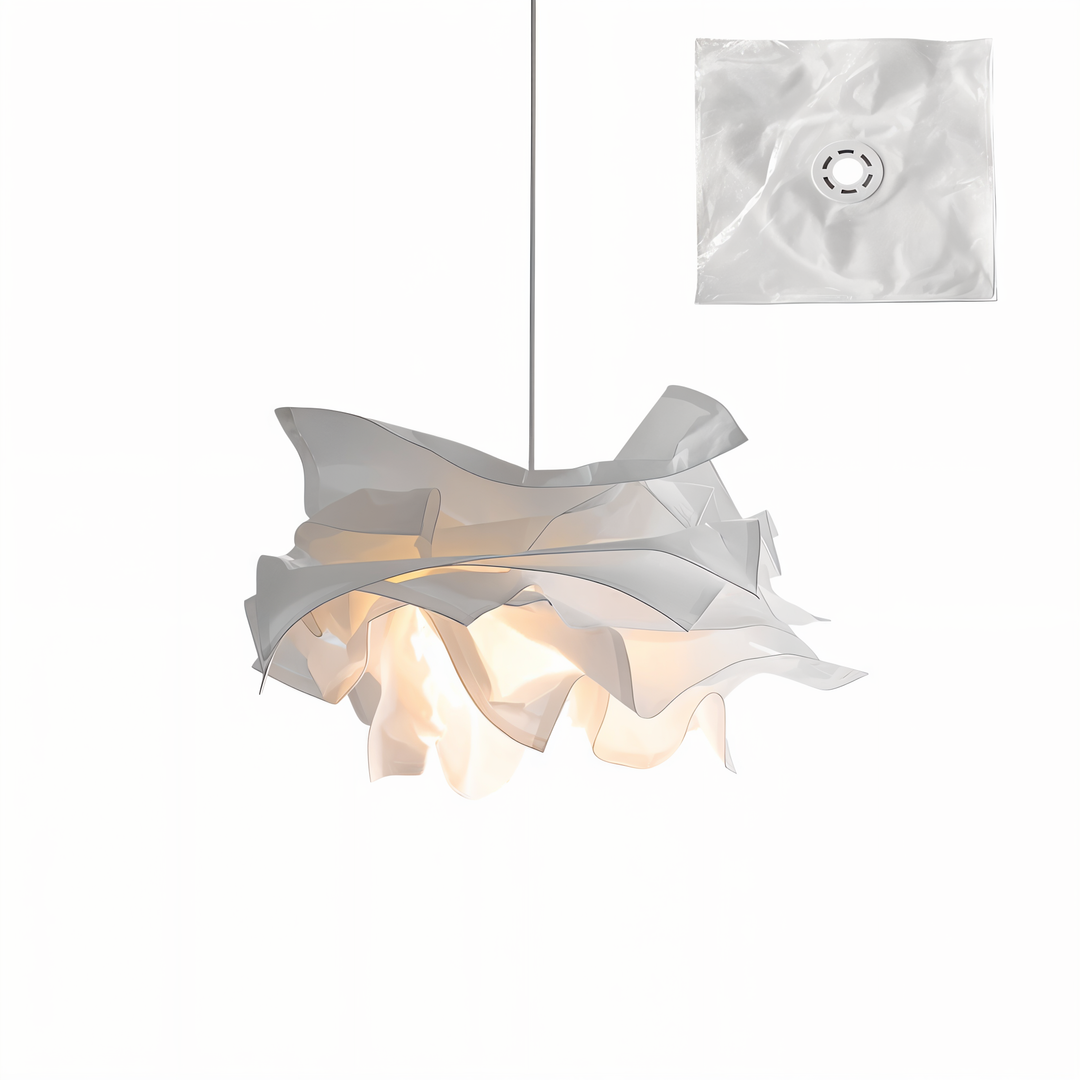 ShadeGlow Justerbar Pendellampe med Skulpturert Papirskjerm Design Luvikno