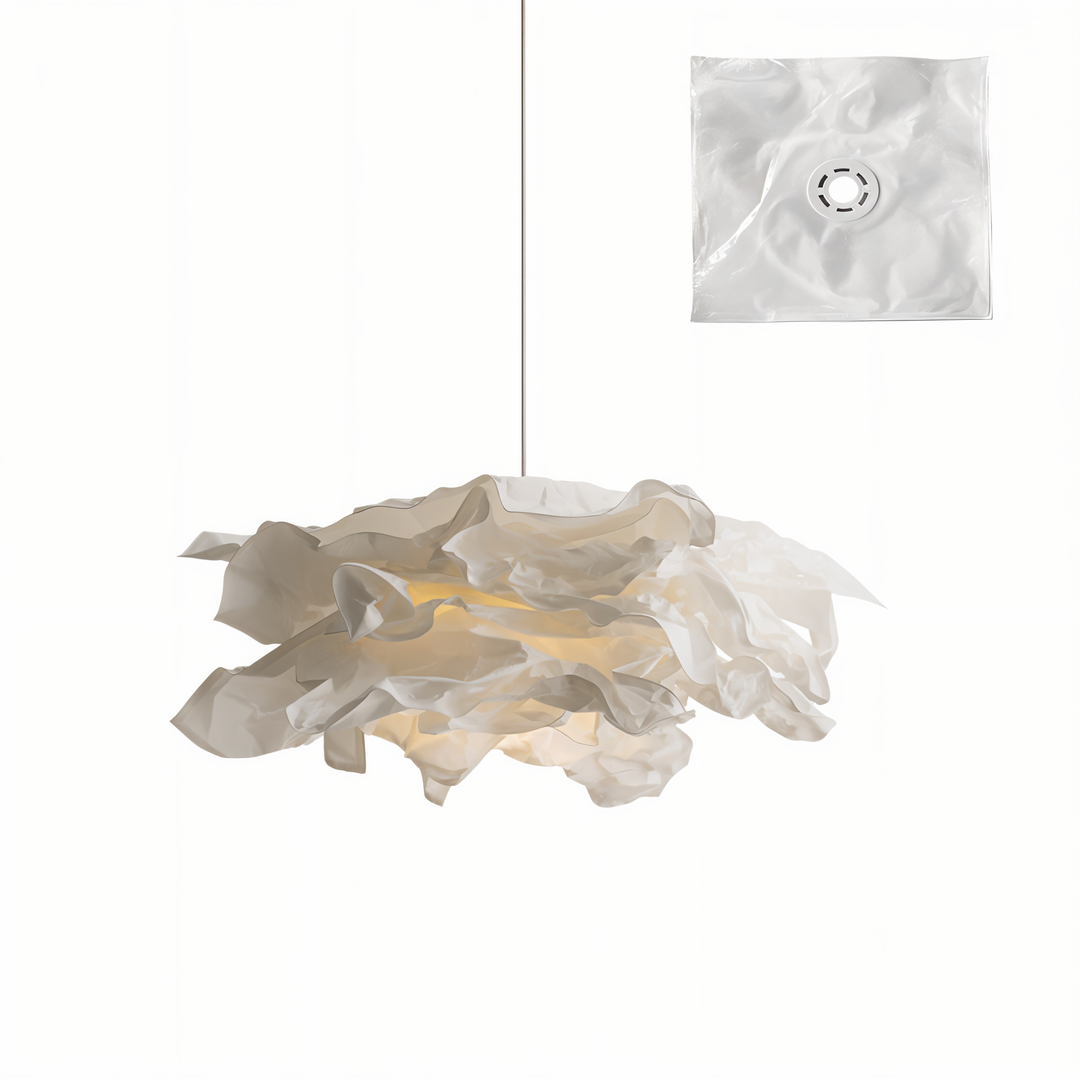 ShadeGlow Justerbar Pendellampe med Skulpturert Papirskjerm Design Luvikno