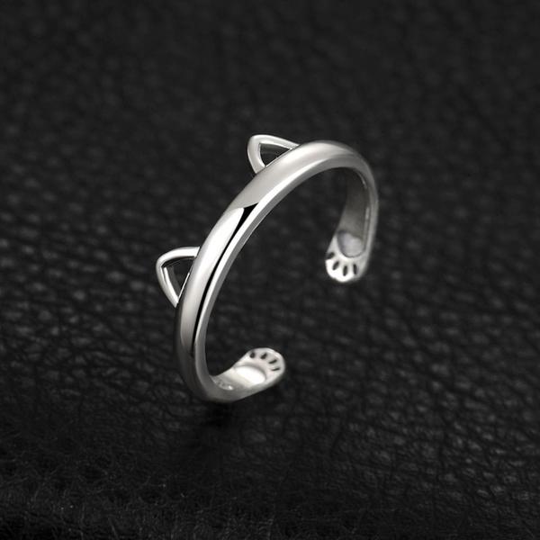 Kitty Øre Paw Klem 925 Sølv Ring | Luvikno