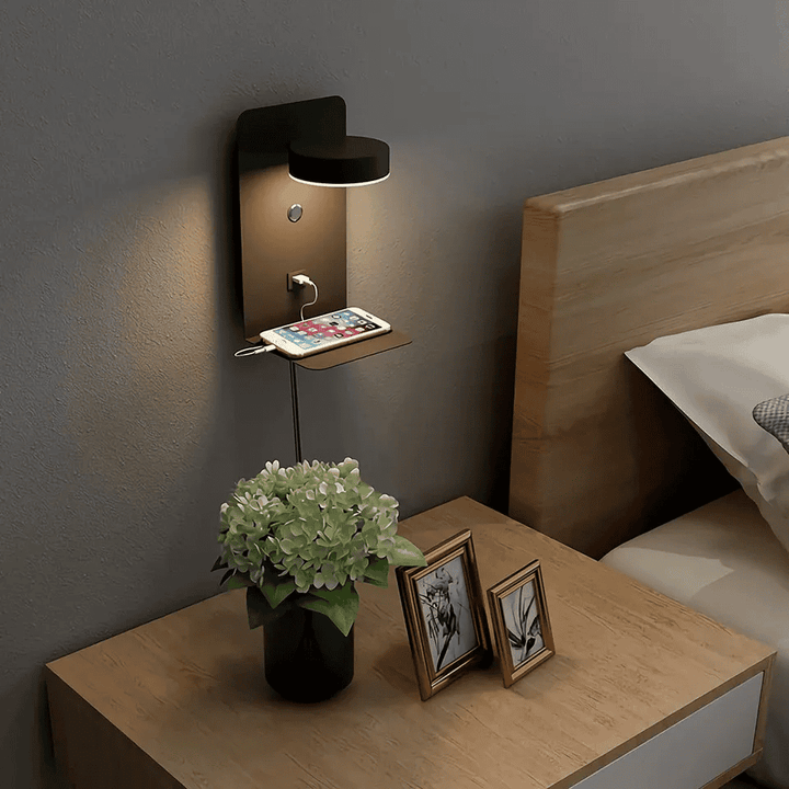 Luvikno | LED Vegglampe med Hylle | Myk Glød, Moderne Design & Ideell for å Skape en Festlig Atmosfære i Soverommet