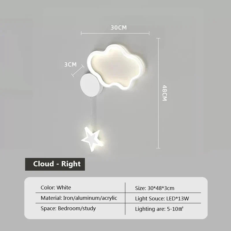 LumiDroom - Magisk Vegglampe med Stjerner og Måne Luvikno