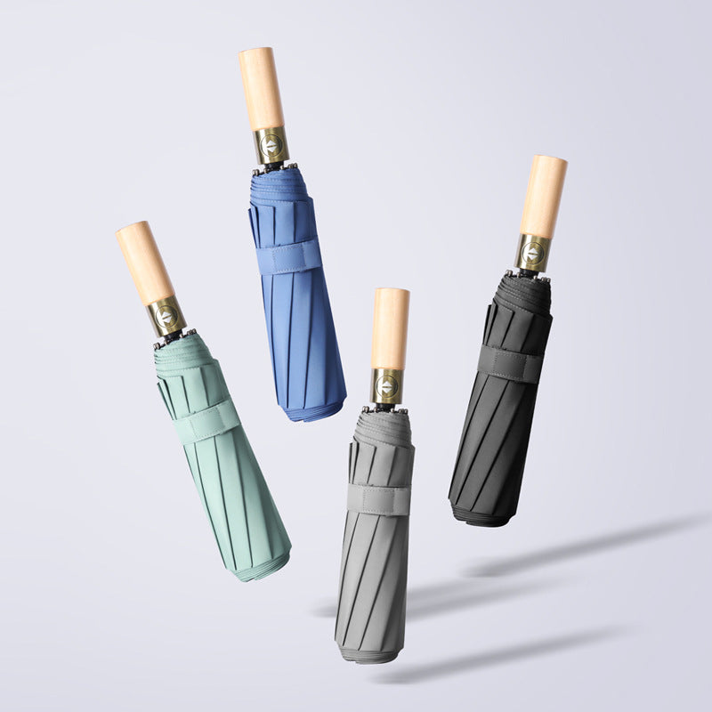 Damer elegant foldbare paraply med ergonomisk treskaft Luvikno