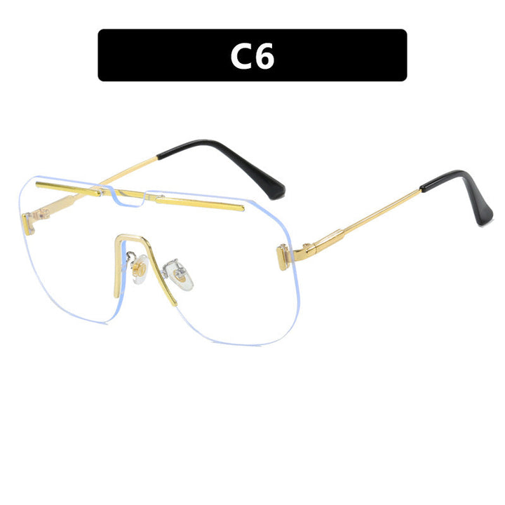 Dame geometrisk solbrille med stilramme i metall og UV-beskyttelse Luvikno
