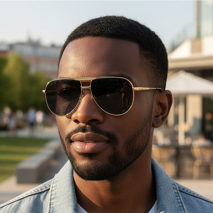 Dame modische Aviator-solbrille med elegant metallramme og UV400-beskyttelse Luvikno