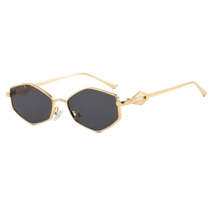 Dame geometrisk solbrille med beskyttende UV-filter og high-end metallramme Luvikno