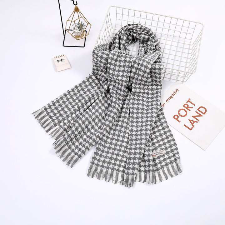 Dame elegant skjerf med houndstooth mønster Luvikno