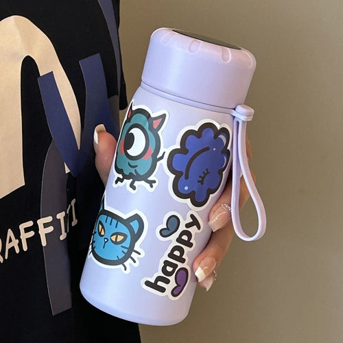 Damen stilvolle Wasserflasche mit witzigen Aufklebermotiven Luvikno