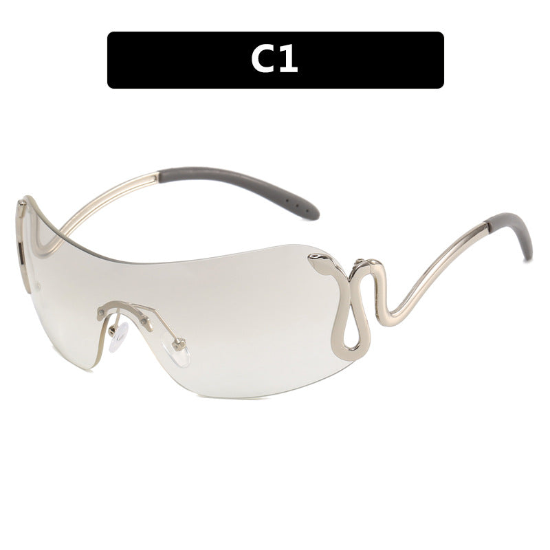 Damer futuristisk sportssolbrille med lekent design Luvikno