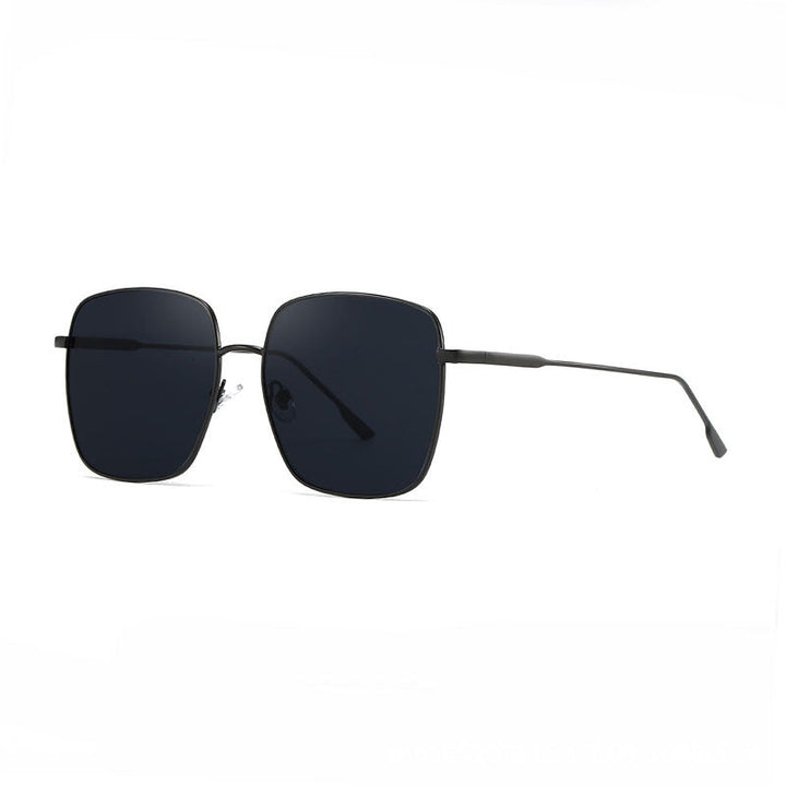 Dame solbrille med moderne firkantet rustfritt stålramme og polarisert glass Luvikno