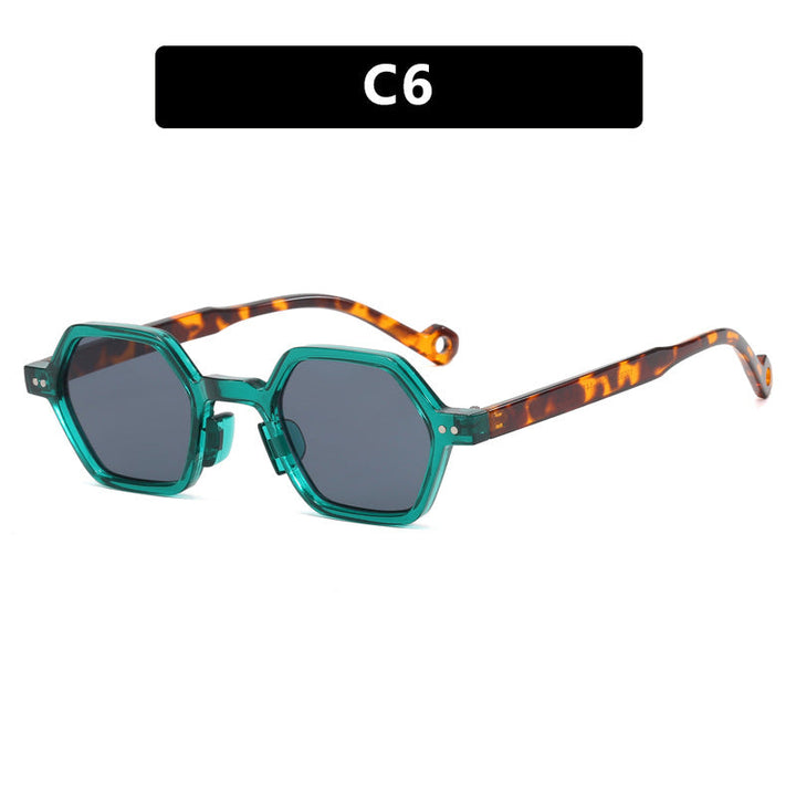 Dame heksagonal solbrille i moderne design med beskyttende linser Luvikno