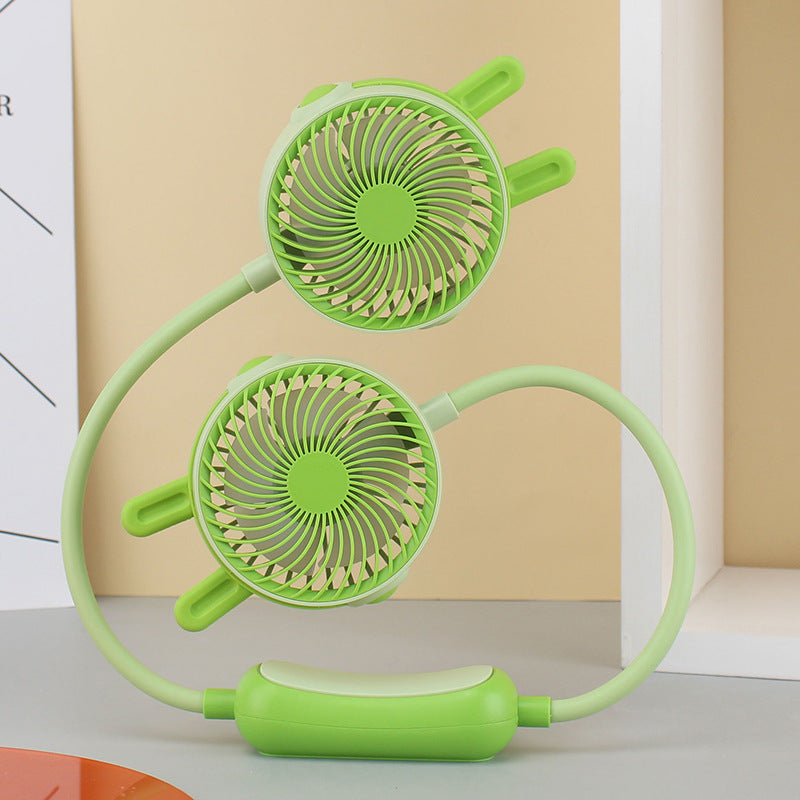 Unisex nan tragbar nakkevifte med dobbel vifteenhet og fleksible silikonarmer Luvikno