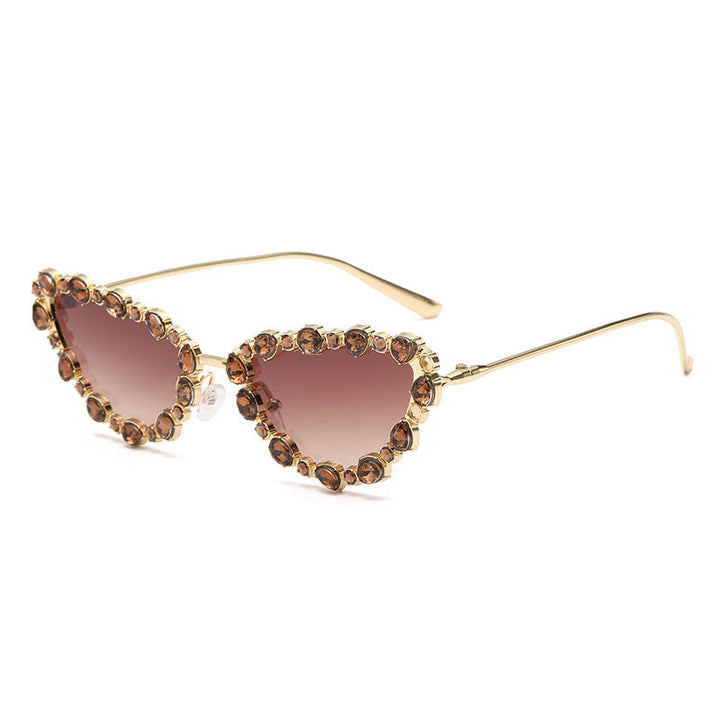 Dame Glamourøs Cat-Eye Solbrille med glitrende Strassdetaljer Luvikno