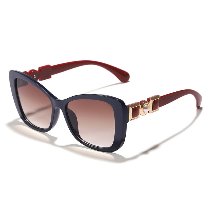 Dame Cat-Eye solbriller med elegant metallisk dekorasjon Luvikno