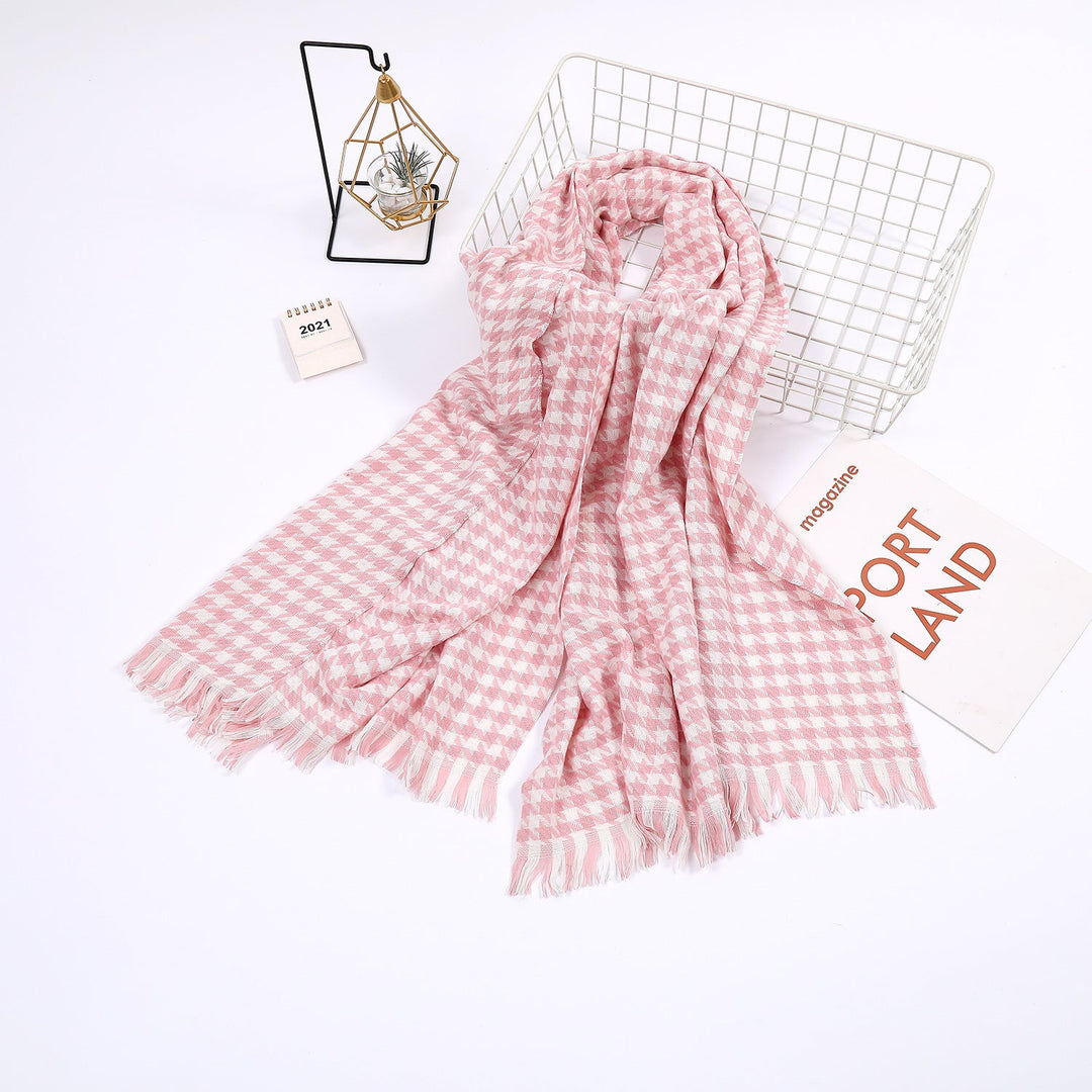 Dame elegant skjerf med houndstooth mønster Luvikno
