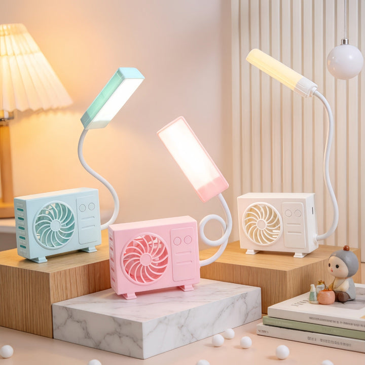 Dame multifunksjonell bordlampe med integrert vifte og USB-ladeporter Luvikno
