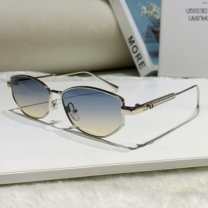 Dame elegant solbrille med glitrende metallramme Luvikno