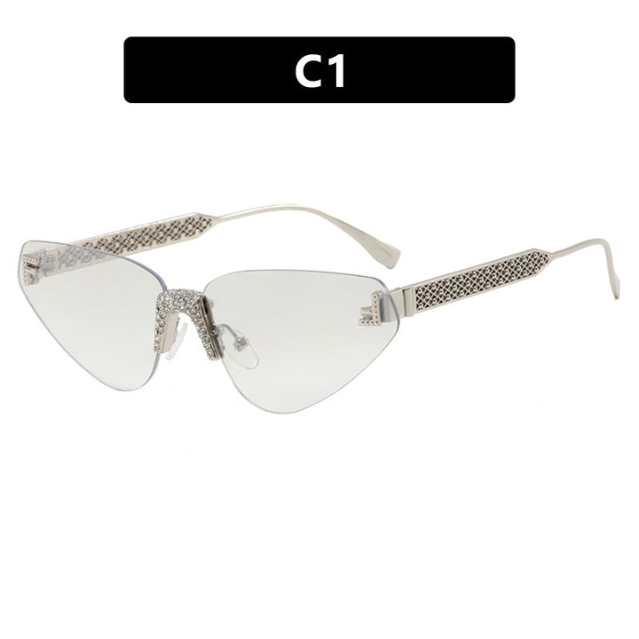 Dame Designer katteøyne-solbrille med glitrende strass-dekor Luvikno