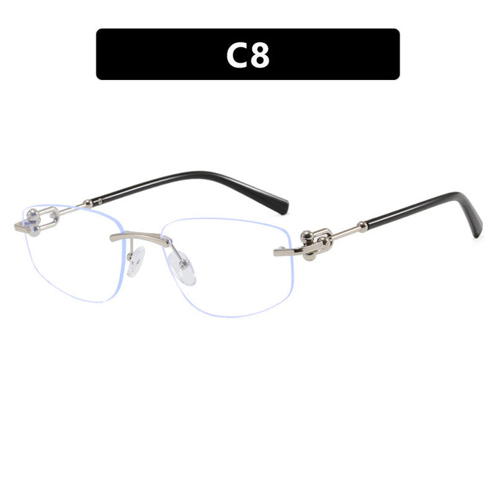 Dame elegant halvramme-briller med luksuriøs metallramme og transparente glass Luvikno