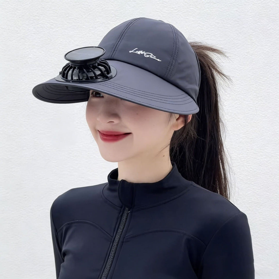 solardrevet mesh baseball cap med avtakbar frontvifte Luvikno