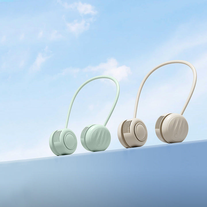 Kjølende handsfree dual-hodet bærbar nakkevifte med fleksibel gåsehals og USB-C opplading Luvikno