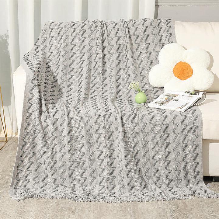 Kvinnens dekorative zigzag strikket teppe Luvikno