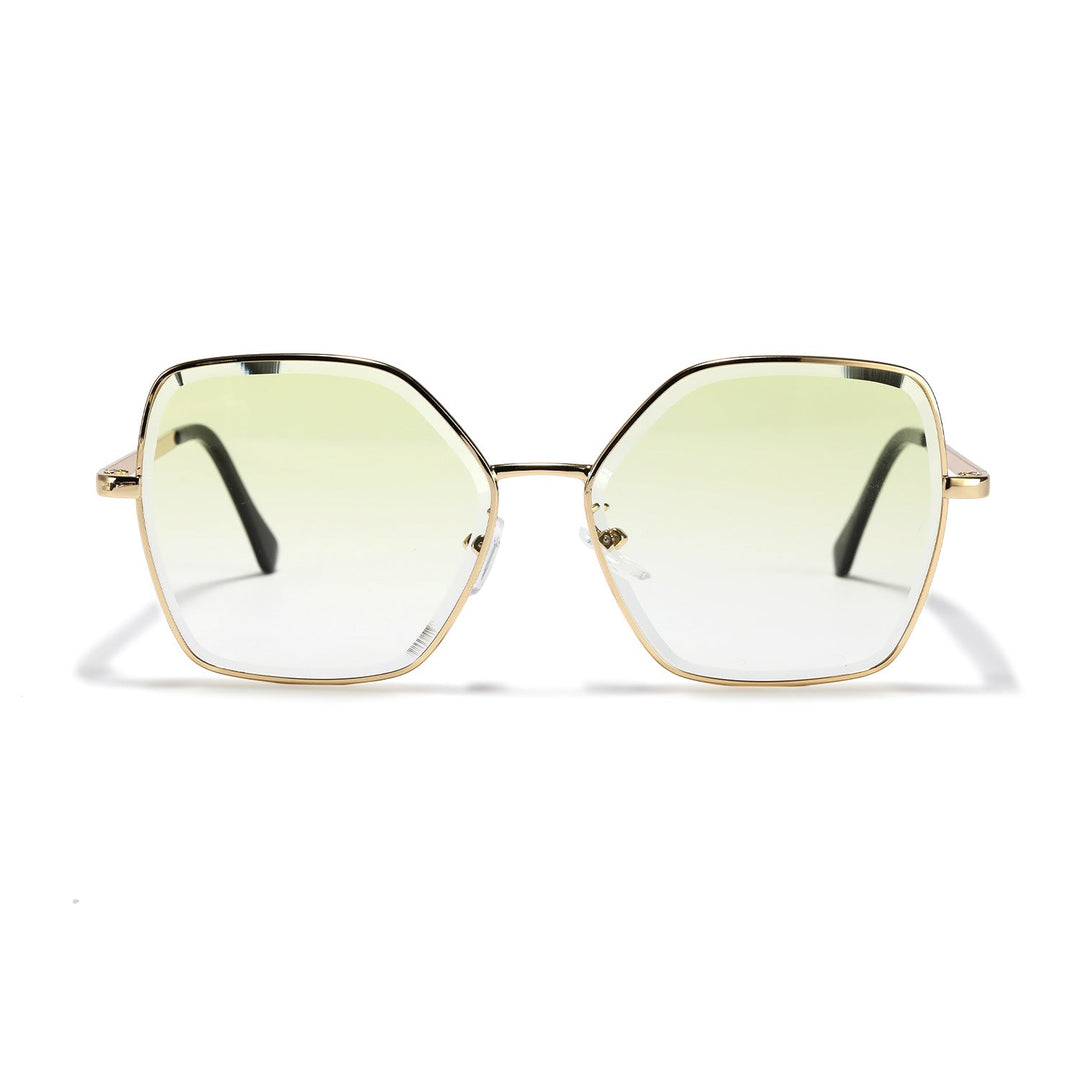 Dame geometrisk solbrille med fashionable gullramme Luvikno