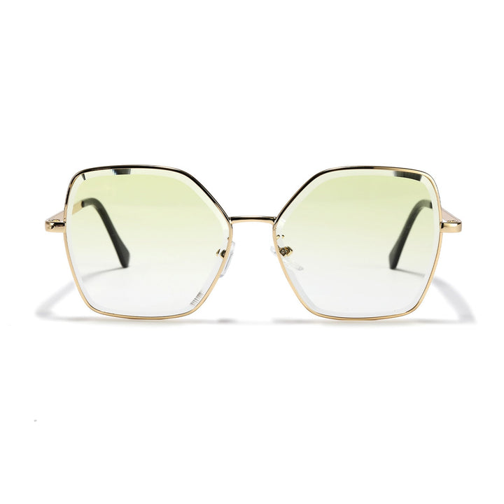 Dame geometrisk solbrille med fashionable gullramme Luvikno