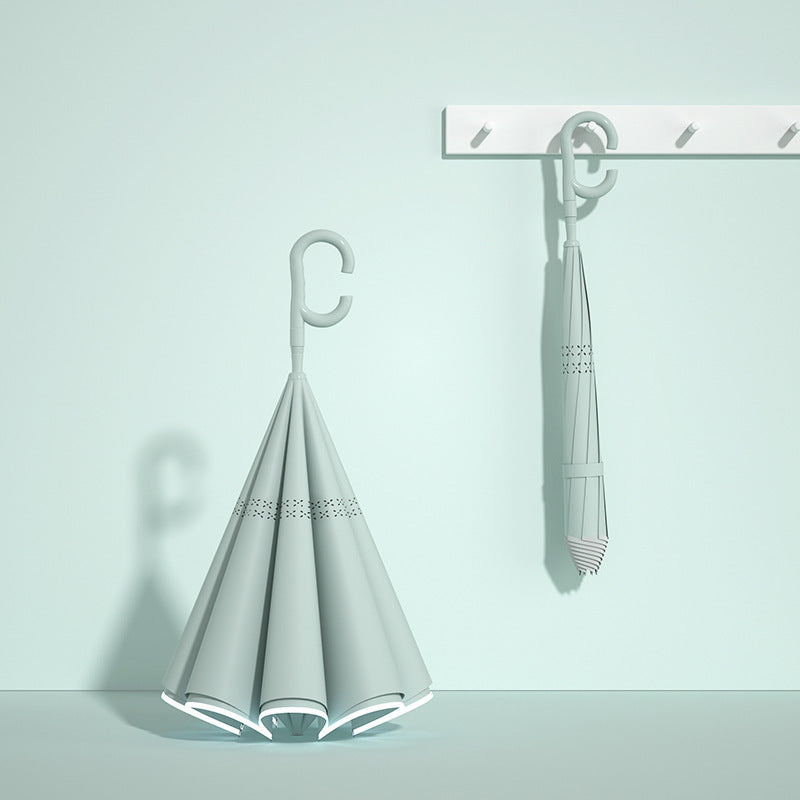 Dame automatisk sammenleggbare paraply med ergonomisk design og sterke vindmotstands elementer Luvikno