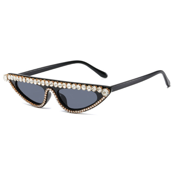 Dame Cat-Eye Solbriller med glitrende steindekor Luvikno