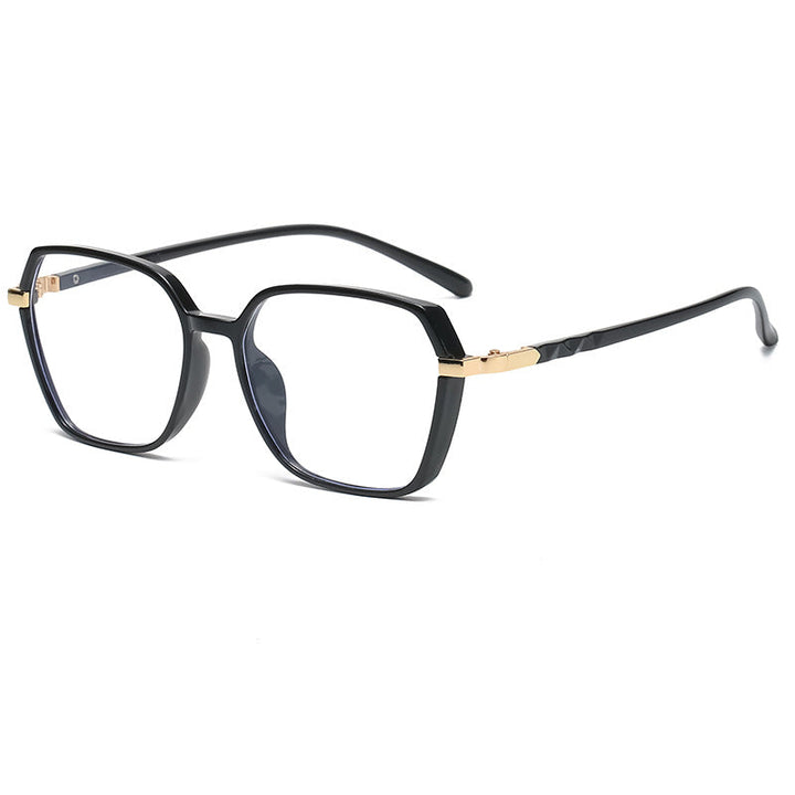 Dame moteriktig kvadratisk lesebrille med gullaccent Luvikno