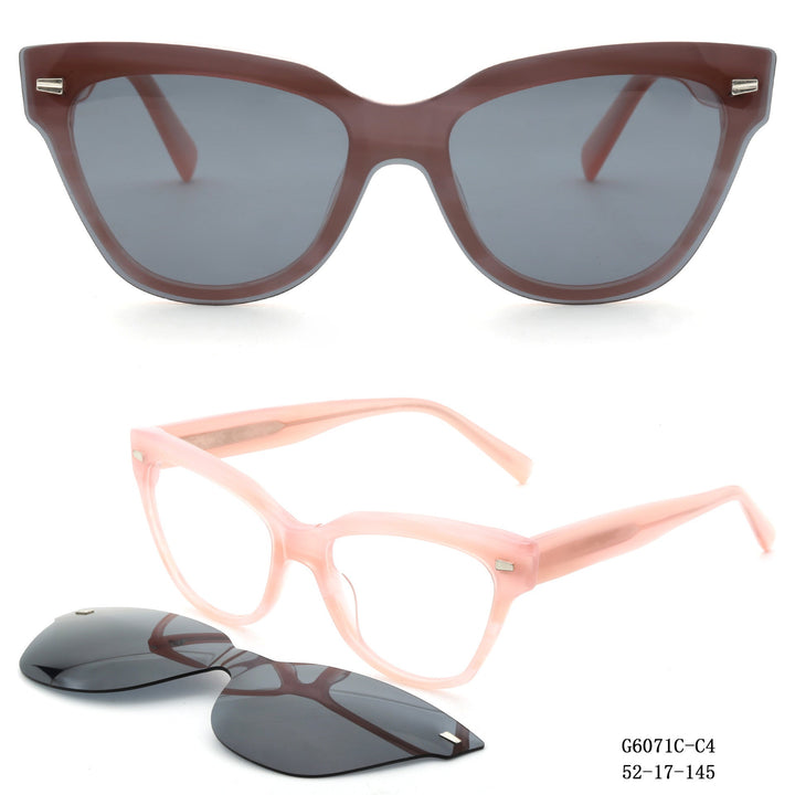 Dame moter Cat-Eye solbriller med avtakbare glass Luvikno