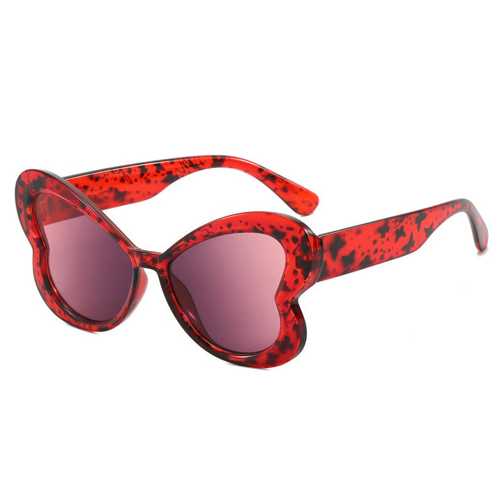 Dame Oversized-solbrille i leken sommerfugl-design Luvikno
