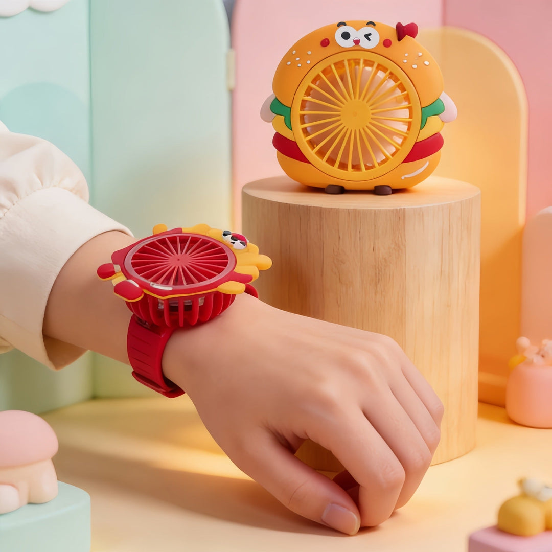 Dame Portable USB Håndvifte i Morsom Fries Design Luvikno