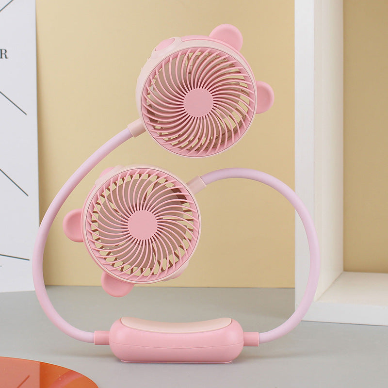 Unisex nan tragbar nakkevifte med dobbel vifteenhet og fleksible silikonarmer Luvikno