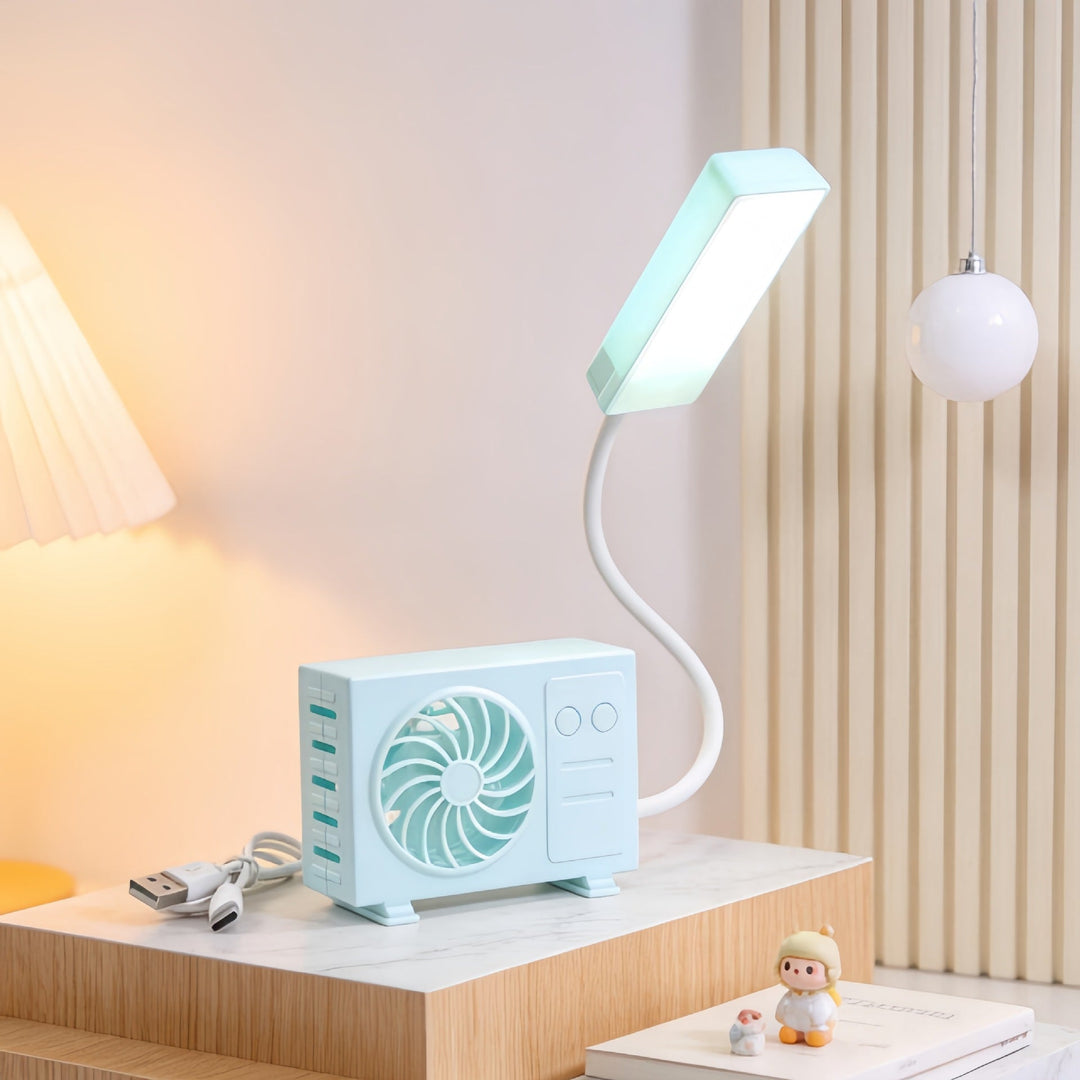 Dame multifunksjonell bordlampe med integrert vifte og USB-ladeporter Luvikno