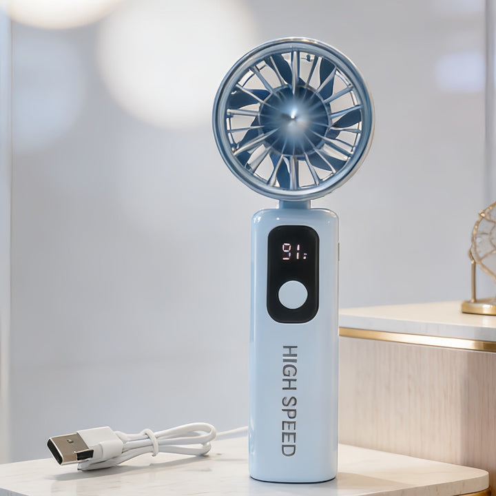 Bærbar håndvifte med LED-skjerm og USB-ladefunksjon Luvikno